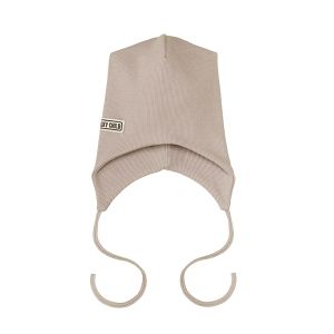 Шапка с завязками бежевая кашкорсе