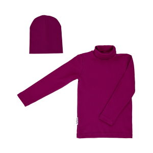 Водолазка и шапка фиолетовая рибана