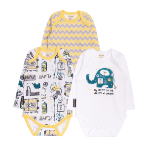 Комплект боди с длинным рукавом Бизиборд 3 шт.