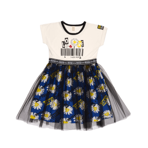 Платье Любит - не любит молочное с фатином