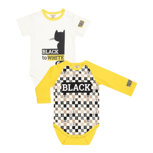 Комплект боди Черное и белое молочный-клетка