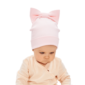 Комплект шапок 2шт.: светло-розовая, серая.