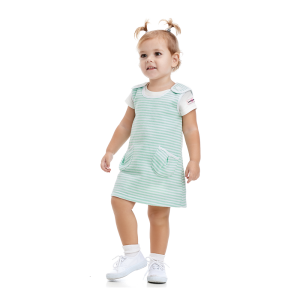 Сарафан Полоски бело-зелёный