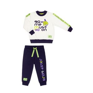 Спортивный костюм: толстовка и брюки молочный/синий