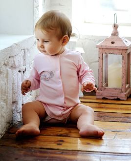 Боди с длинным рукавом Ангелочки розовый Боди с длинным рукавом Ангелочки розовый