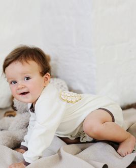 Боди с длинным рукавом Ангелочки молочный