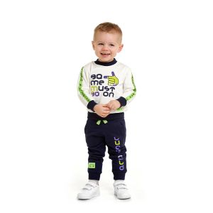 Спортивный костюм: толстовка и брюки молочный/синий