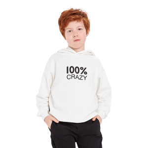 Толстовка с капюшоном Мама знает как! молочная «100% CRAZY»