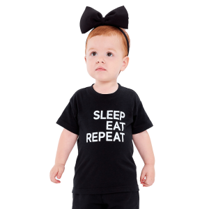 Футболка Мама знает как! чёрная «SLEEP. EAT. REPEAT»