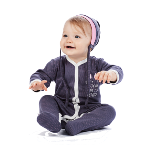 Комбинезон Милые кролики с застёжкой по всей длине ножек серый