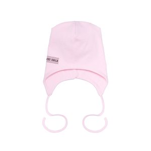 Шапка с завязками розовая кашкорсе