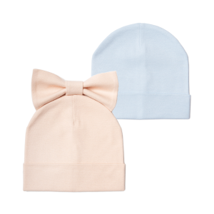 Комплект шапок 2 шт: персиковая голубая.