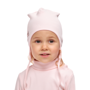 Шапка с завязками светло-розовая кашкорсе