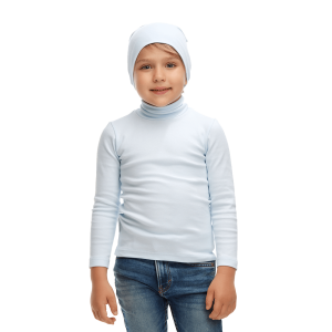 Водолазка и шапка голубая рибана