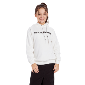 Толстовка с капюшоном Мама знает как! молочная «TROUBLEMAKER»