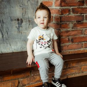 Брючки Крутой парень серые футер 