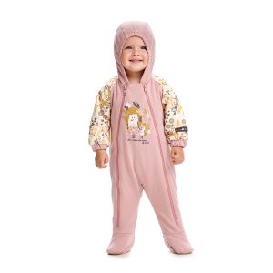 Комбинезон на синтепоне Осенний лес розовый 