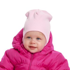 Шапка с завязками розовая кашкорсе