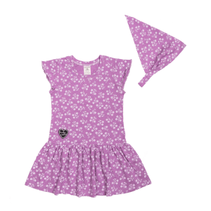 Комплект: платье и бандана Цветочки фиолетовый