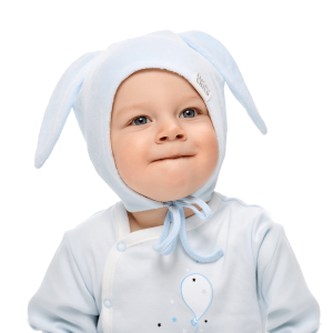 Шапка-зайчик Велюр голубая