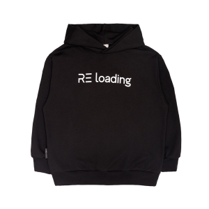 Толстовка с капюшоном Мама знает как! черная «RE Loading»