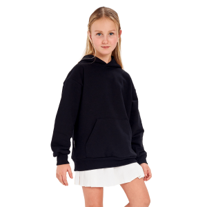 Толстовка с капюшоном Мама знает как! черная с карманом 7+