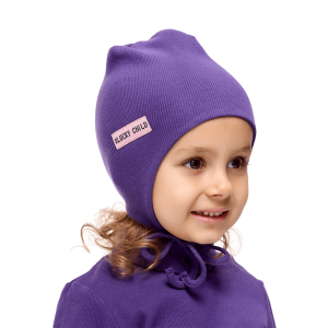 Шапка с завязками фиолетовая кашкорсе
