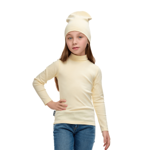 Водолазка и шапка светло-жёлтая рибана