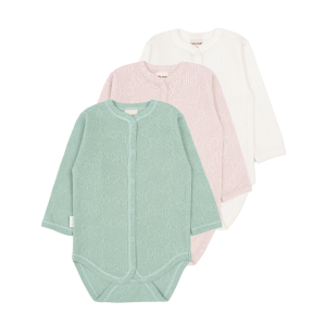 Комплект боди с длинным рукавом Ажур 3 шт. полынь