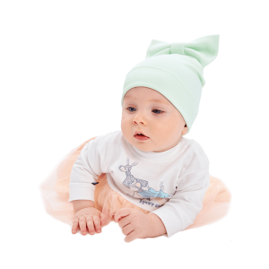 Комплект шапок 2 шт.: светло-зелёная, экрю.